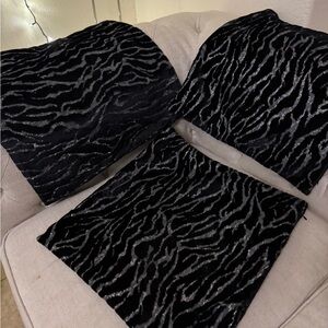 Set of 3 Z Gallerie Pillow Covers - Cachet Black Silver Zebra